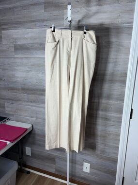 Michael Kors Cream Pleated Straight-Leg Trousers 2124